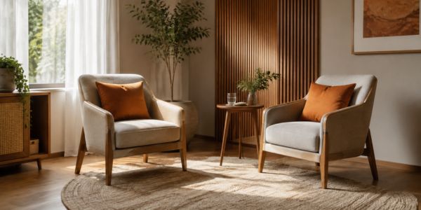 Ambiente reservado com duas poltronas para atendimento de Psicoterapia 